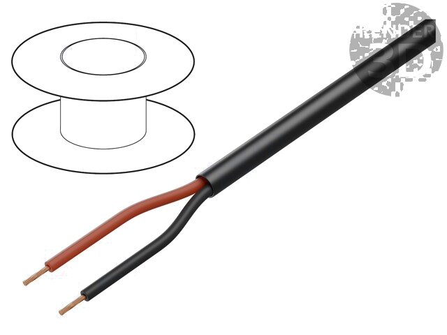 Leiding: voor luidsprekers; 2x1,5mm2; koord; OFC; zwart; LSZH Leiding: voor luidsprekers; 2x1,5mm2; koord; OFC; zwart; LSZH